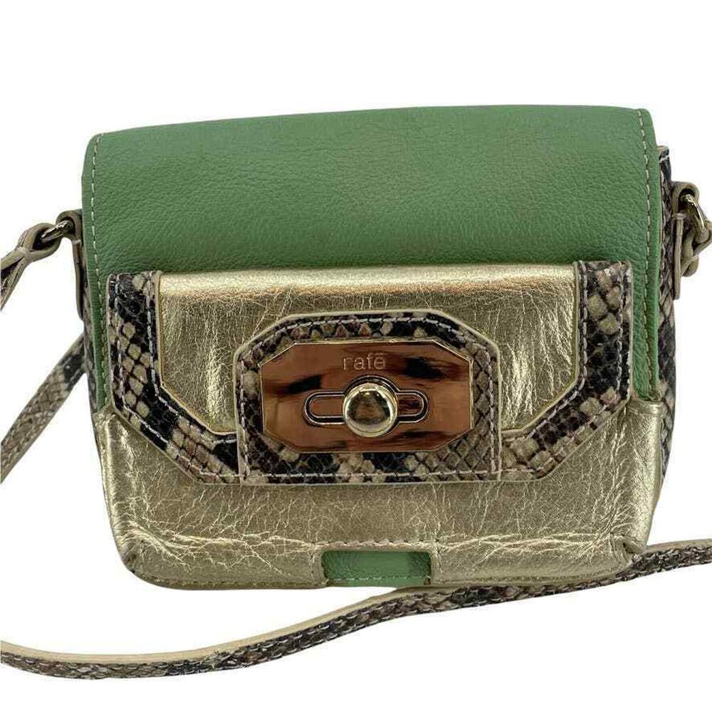 Rafe Purse Leather Snakeskin Crossbody Monique Mint Green Metalic Strap Pockets